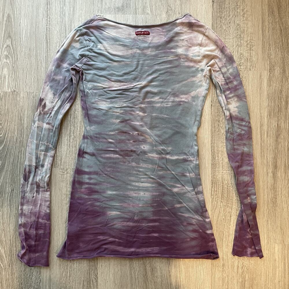 Hard Tail Women's Cloud Wash Tie Dye Long Sleeve Top Boho Y2K Purple XS - Picture 10 of 10